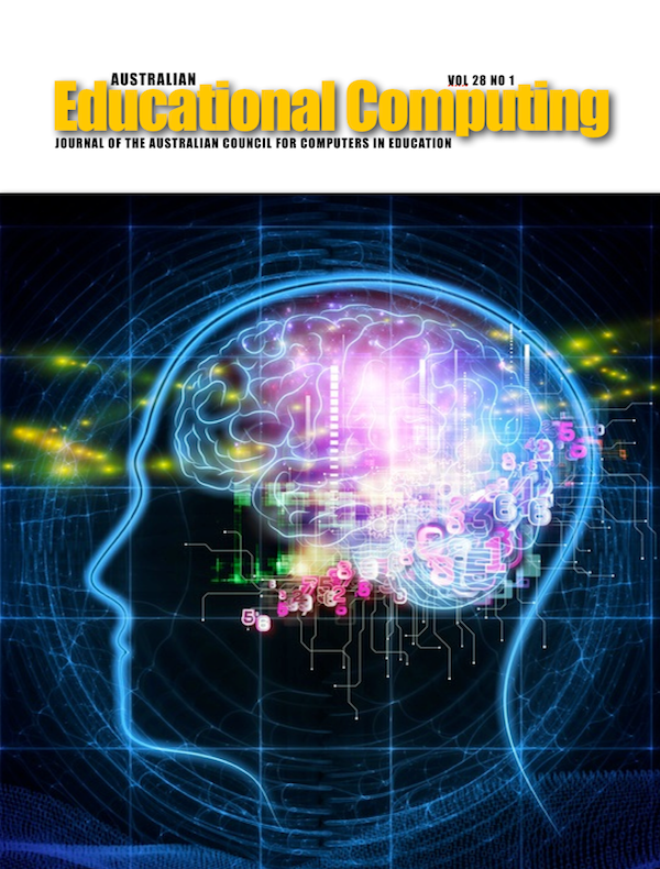 Australian Educational Computing 2013 Volume 28 Number 1 Cover image of a digital brain